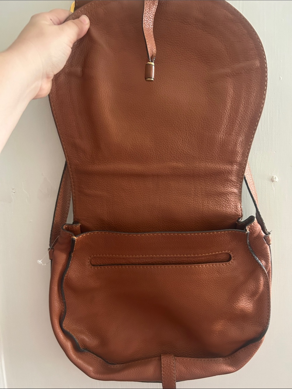 Chloé Tan Leather Marcie Saddle Crossbody Bag - Picture 4 of 14